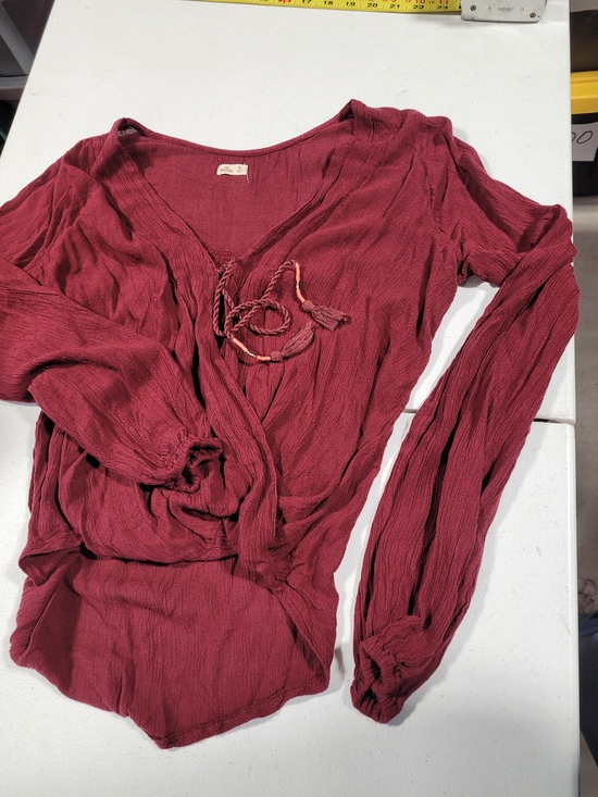 Hollister Tops - Hollister Burgundy Tie-Front Long Sleeve Tunic